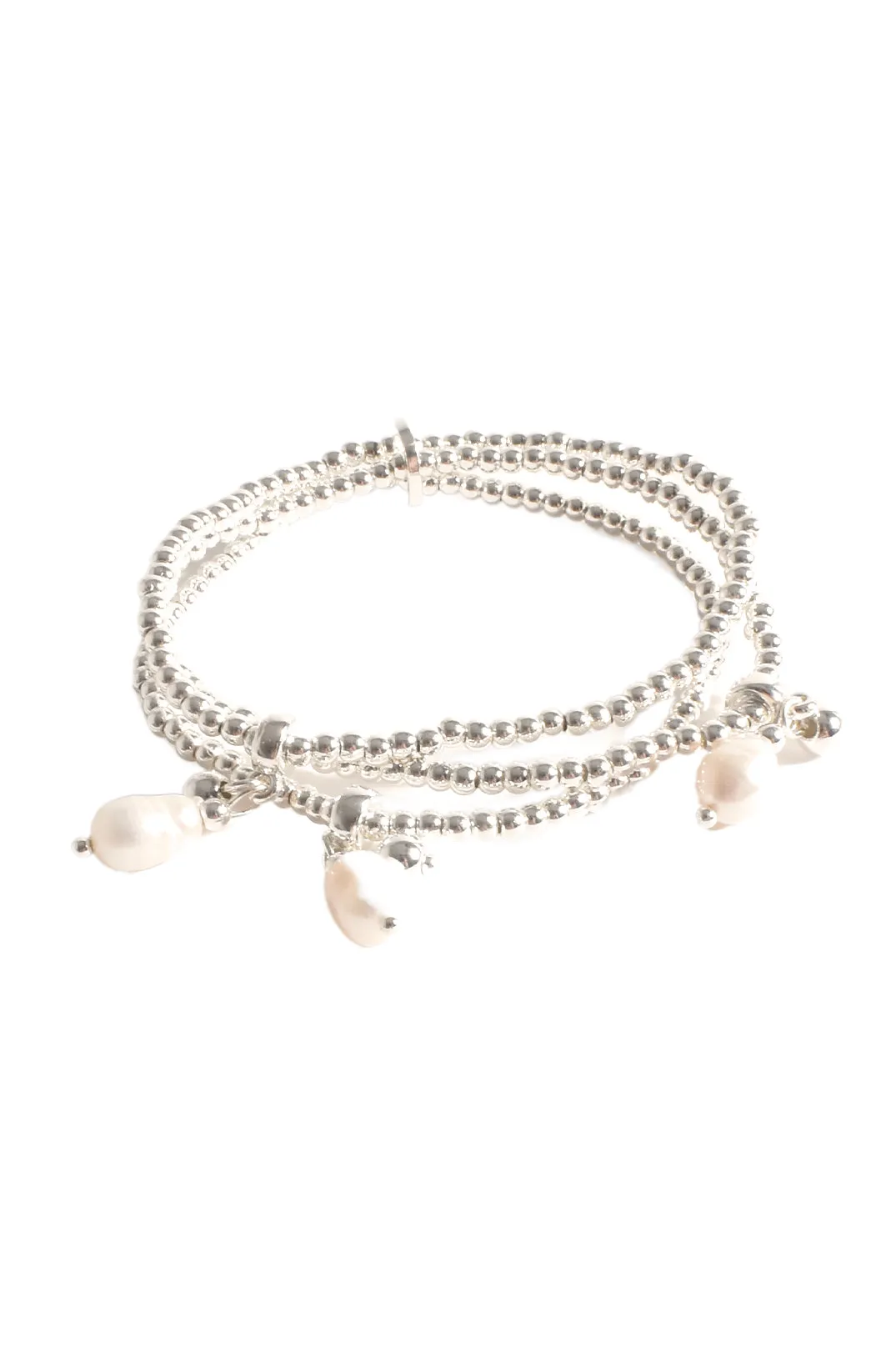 Kasper Ball Pearl Stretch Bracelet Silver