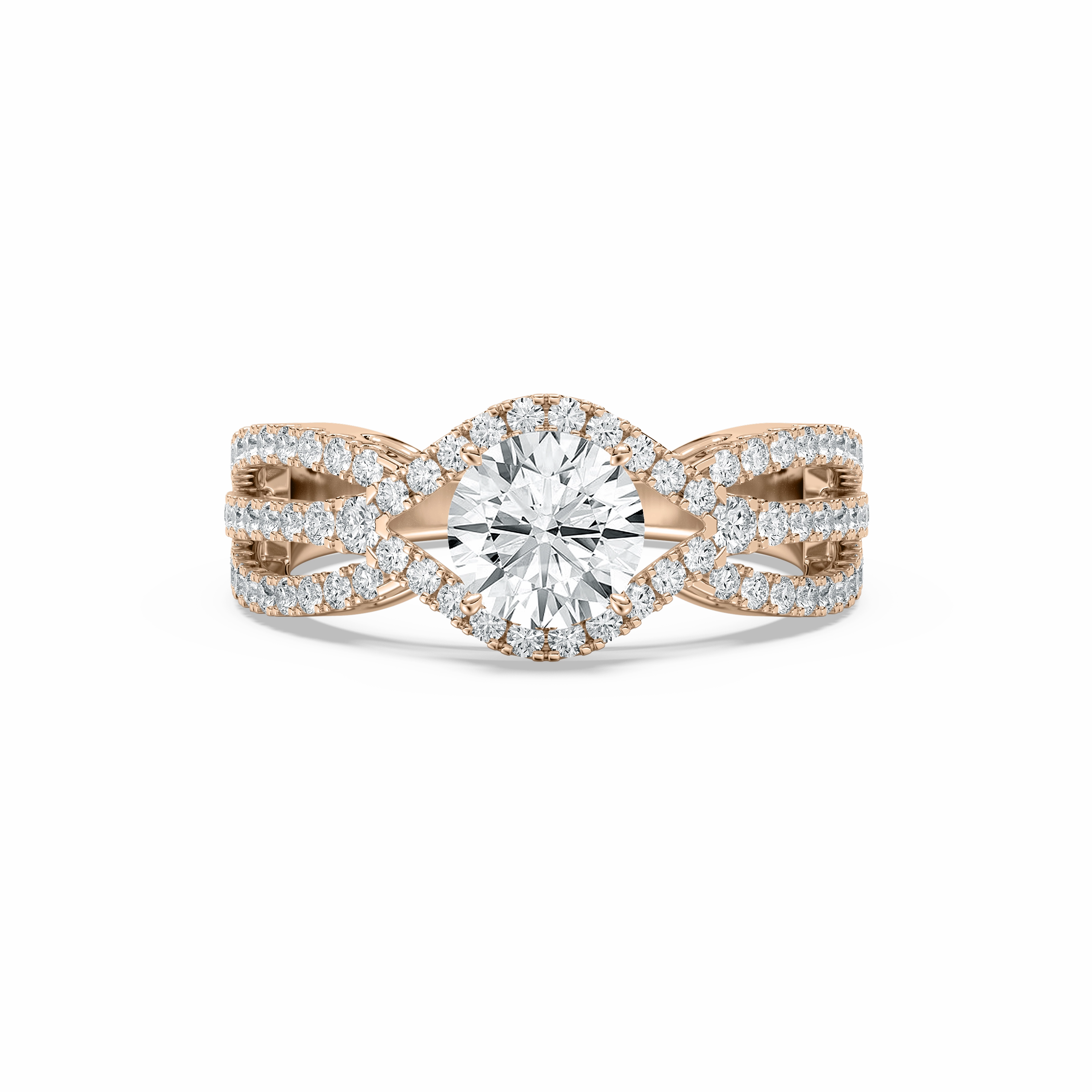 Keira 1 2?? ctw Round Lab Grown Diamond Triple Row Side Stone Engagement Ring Romantic Gesture Vintage Memento