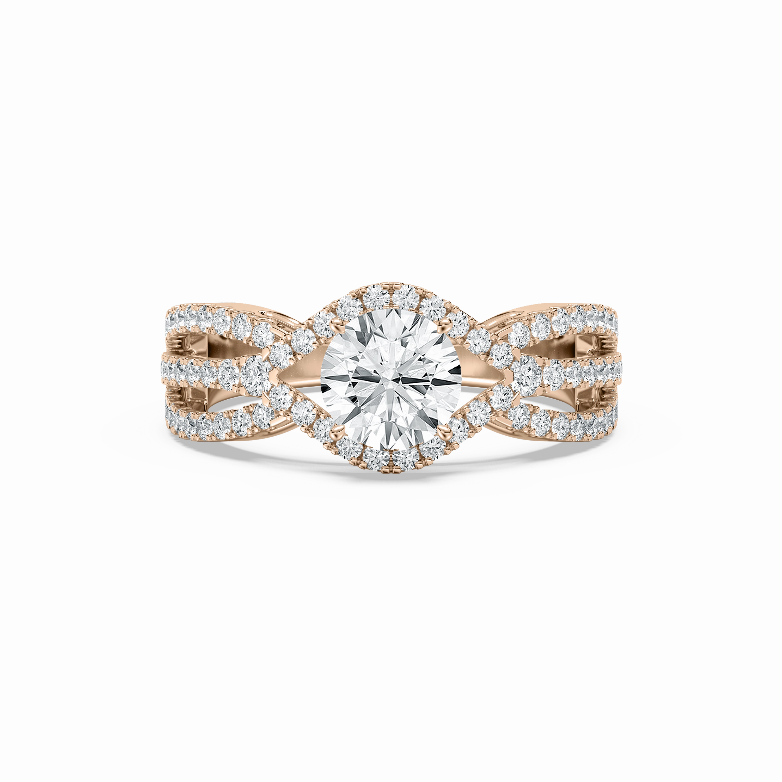 Eco Friendly Sophisticated Look Keira 1 2?? ctw Round Lab Grown Diamond Triple Row Side Stone Engagement Ring