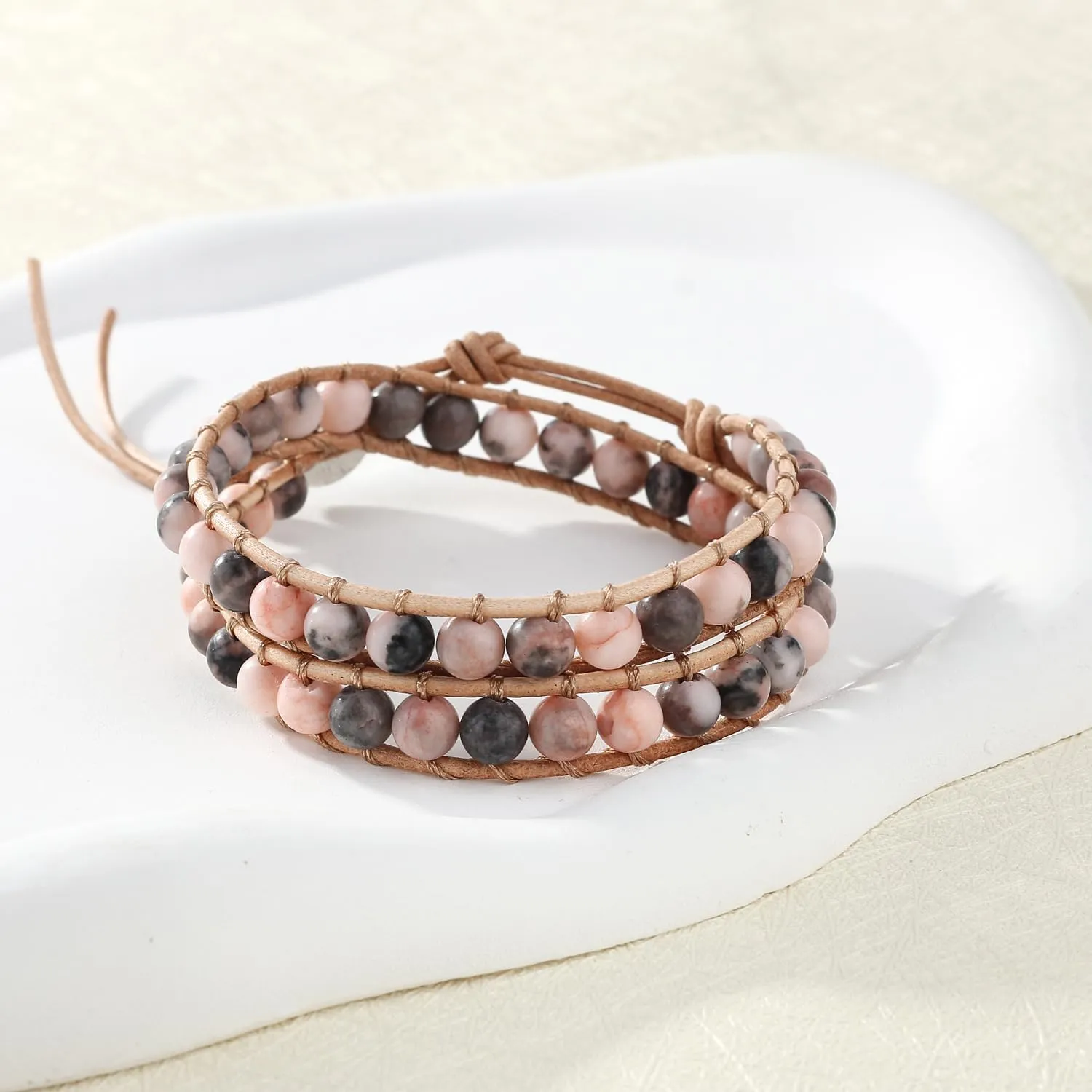 KELITCH 2 Wrap Bracelets Handmade Crystal Beaded Bracelets Women Leather Bracelets Bangles
