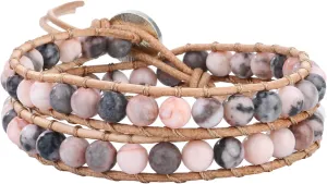 KELITCH 2 Wrap Bracelets Handmade Crystal Beaded Bracelets Women Leather Bracelets Bangles
