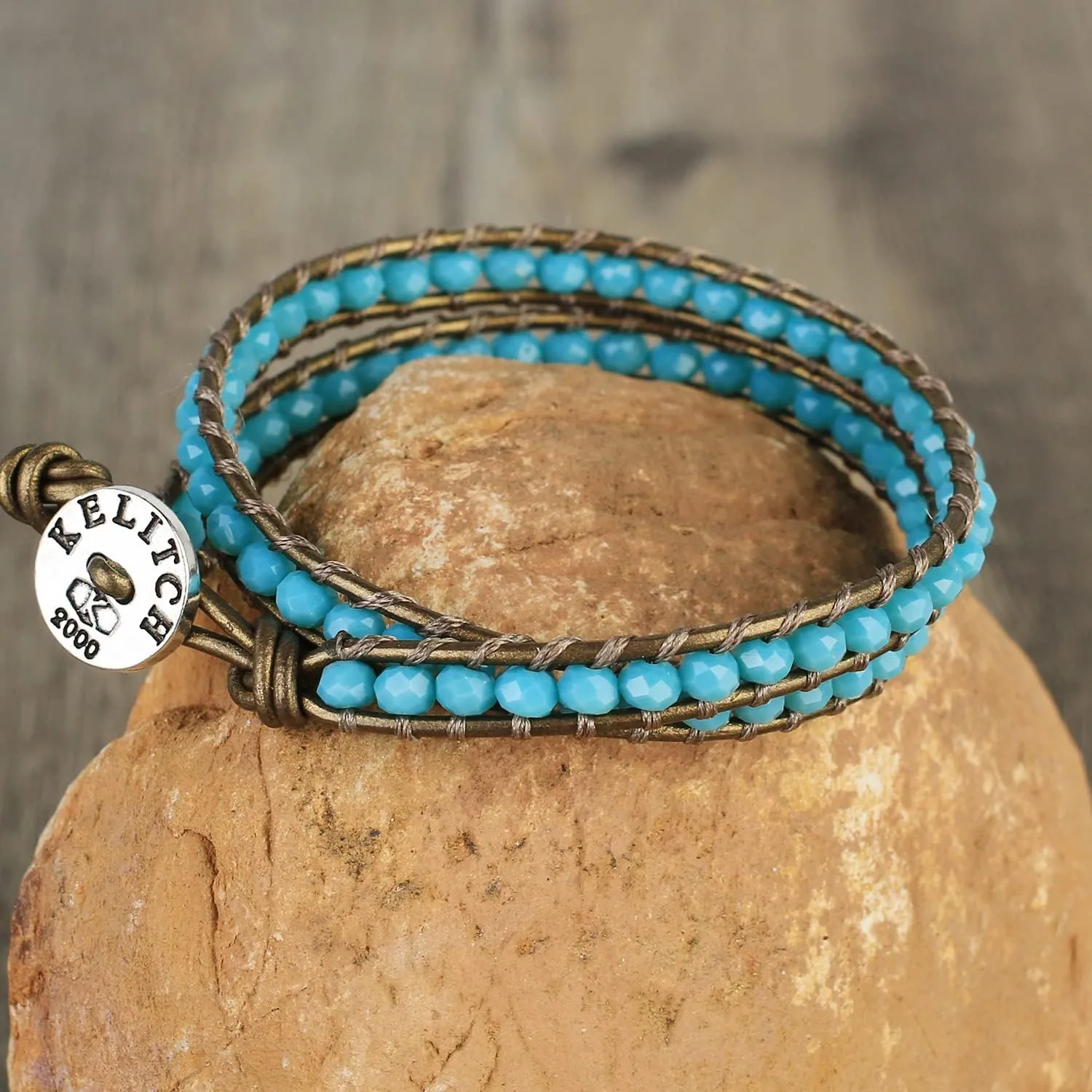 KELITCH 2 Wraps Bracelets Colorful Mix Crystal Natural Stone Beaded Bracelet Women Statement Bracelets Bangles New