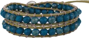 KELITCH 6mm Turquoise Beads 2 Wrap Bracelets Natural Crystal Stone Beaded Bracelet Women Agate Leather Bracelets Bangles