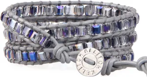 KELITCH Dazzling Square Crystal Beaded Bracelet Women 3 Wrap Bracelets Bangles Stackable Boho Leather Bracelets