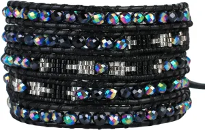 KELITCH Women Crystal Agate Mixed 5 Wrap Bracelet Handmade Miyuki Beads Leather Bracelets Bangles