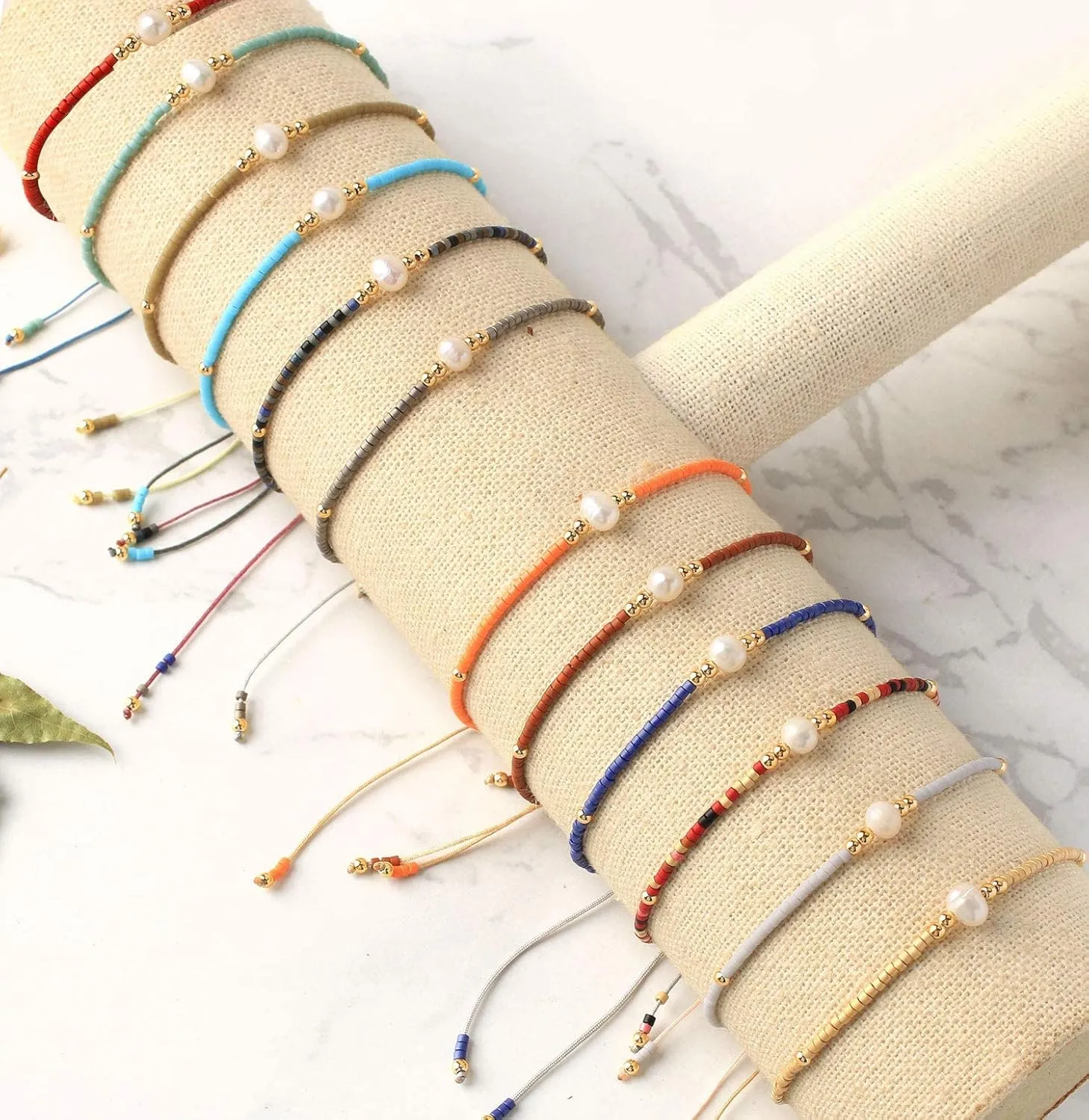 KELITCH Women Friendship Bracelets Miyuki Beads Strand Bracelets Handmade Fashion 3 Pcs Pearl Bracelets Bangles