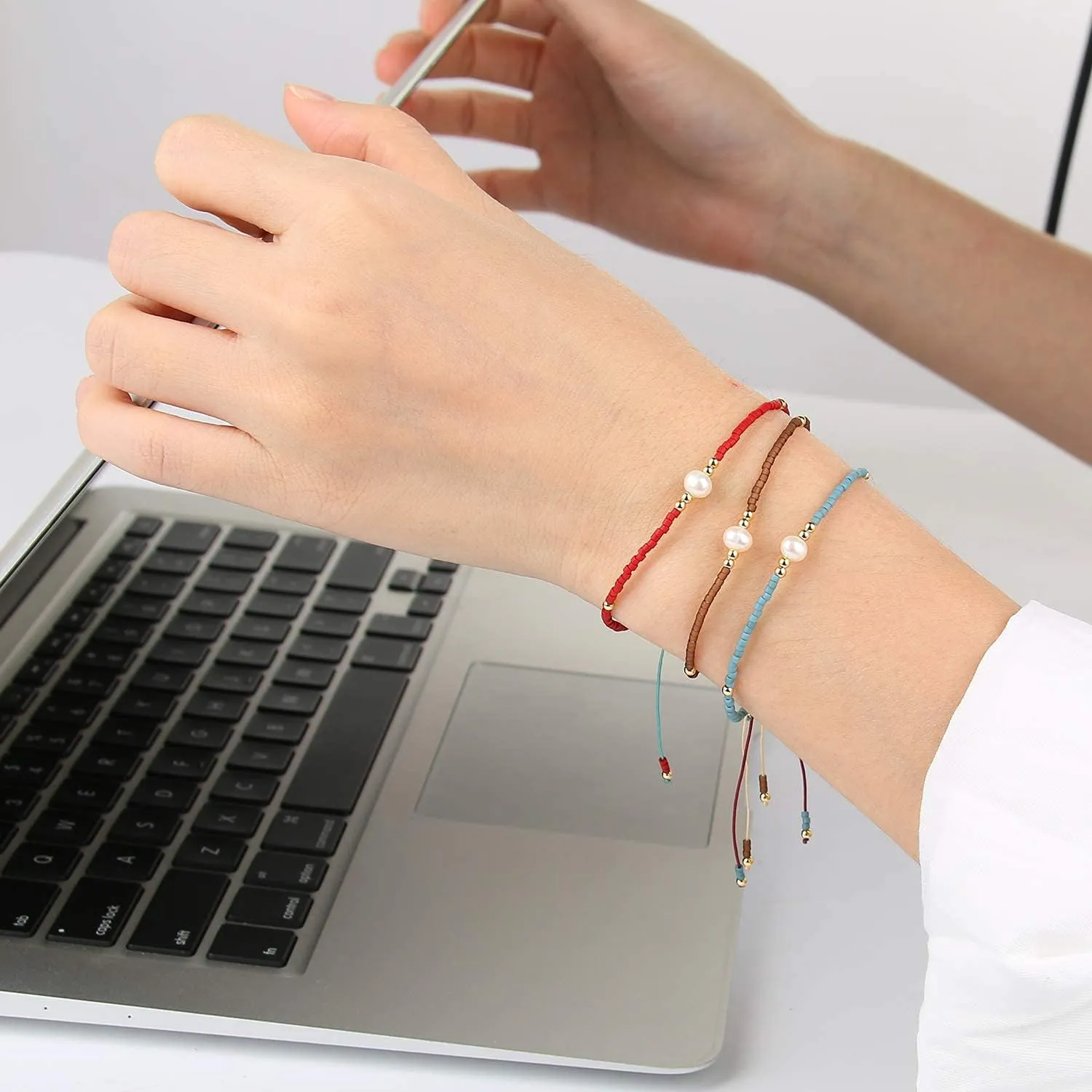 KELITCH Women Friendship Bracelets Miyuki Beads Strand Bracelets Handmade Fashion 3 Pcs Pearl Bracelets Bangles