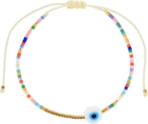 KELITCH Women Link Bracelets Miyuki Seed Beads Handmade Strand Bracelets Bangles Rainbow Boho Friendship Jewelry