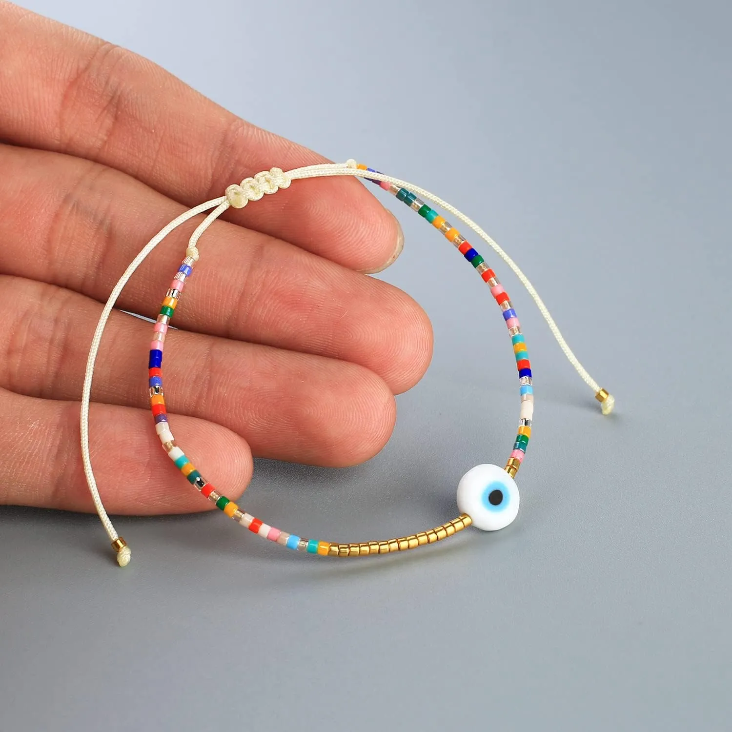 KELITCH Women Link Bracelets Miyuki Seed Beads Handmade Strand Bracelets Bangles Rainbow Boho Friendship Jewelry