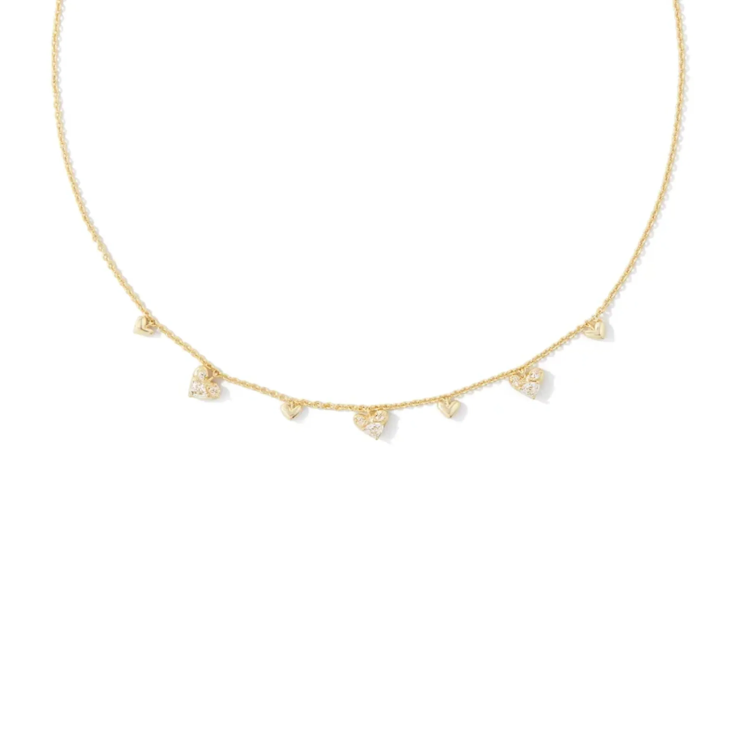 Kendra Scott | Haven Gold Crystal Heart Choker Necklace in White Crystal