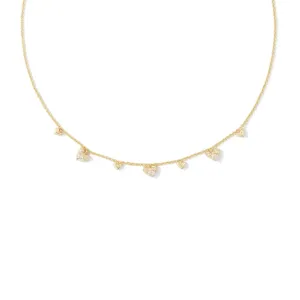 Kendra Scott | Haven Gold Crystal Heart Choker Necklace in White Crystal