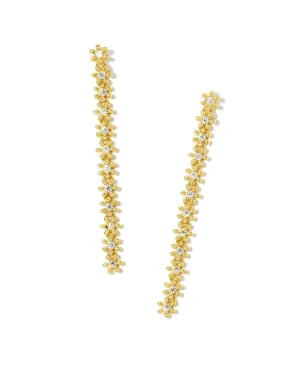 Kendra Scott Nydia Linear Earrings Gold White Crystal