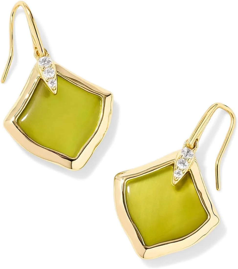 Kendra Scott Womens Joelle Drop Earrings Gold Chartreuse Green Mother Of Pearl One Size One Size