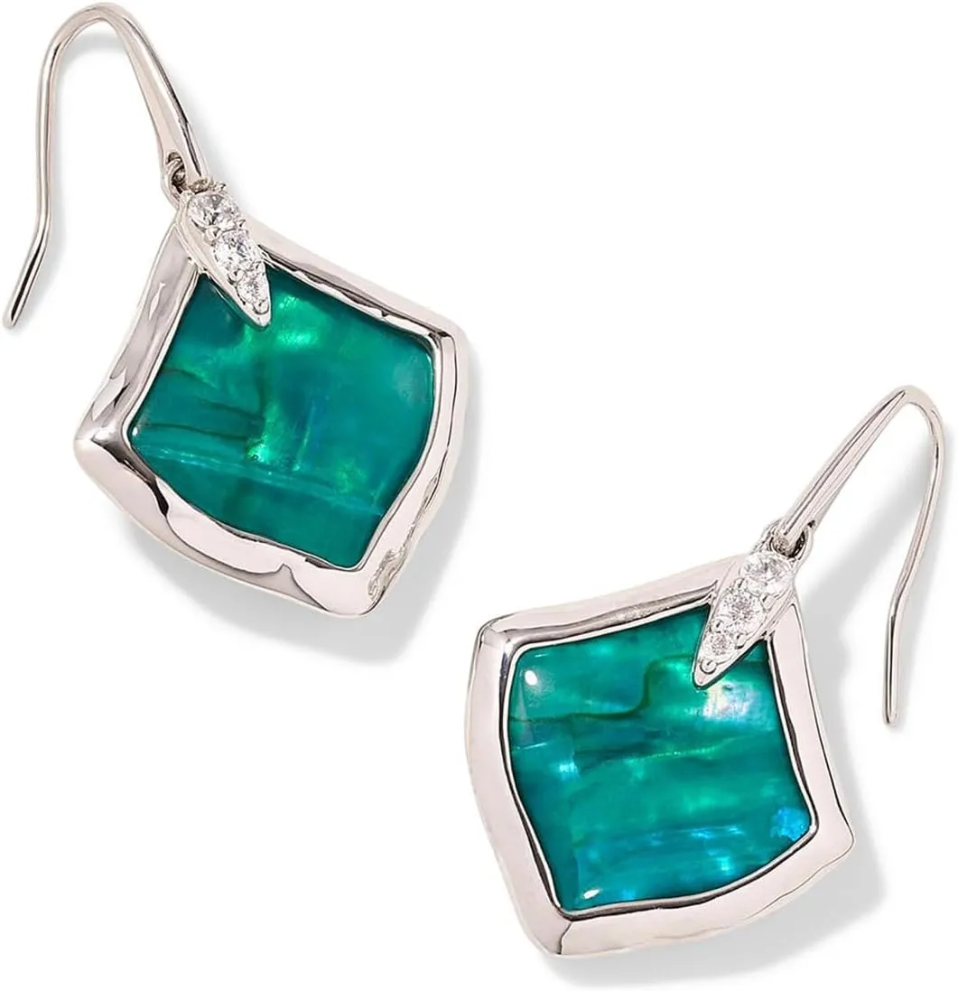 Kendra Scott Womens Joelle Drop Earrings Silver Bright Aqua Illusion One Size One Size