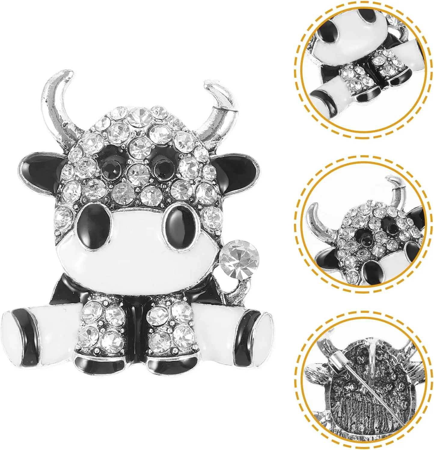 KESYOO 1pc Cow Cow Brooch Womens Backpack Xmas Brooch Lapel Pin Crystal Lapel Pin Cute Backpack Girl Jewelry Retro Backpack Rhinestone Breastpin Girls Breastpin Cow Breastpin Brown Alloy