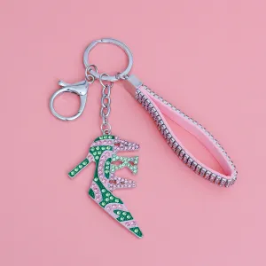 Keychain AKA Sorority Inspired Pink Green Heel for Women