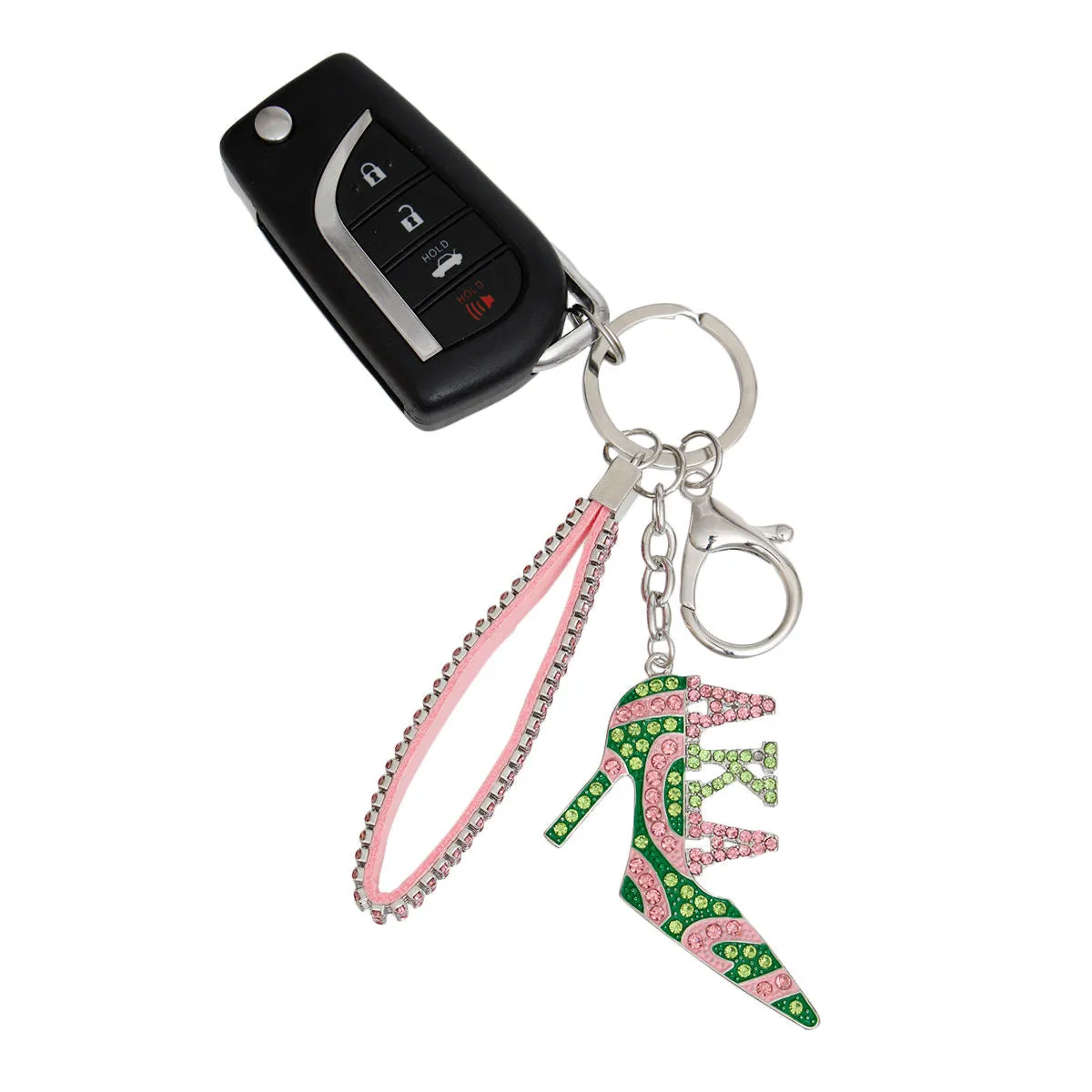 Keychain AKA Sorority Inspired Pink Green Heel for Women