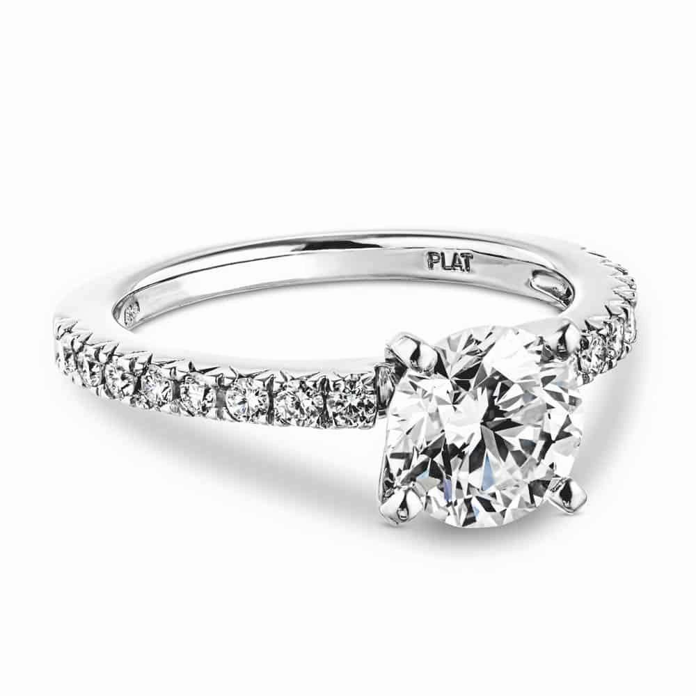 Khloe Lab Grown Diamond Side Stone Engagement Ring Monogrammed Piece Festival Accent