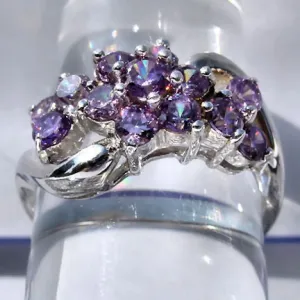 Kiana: 1.4ct Amethyst Ice CZ Waterfall Cluster Bypass Ring