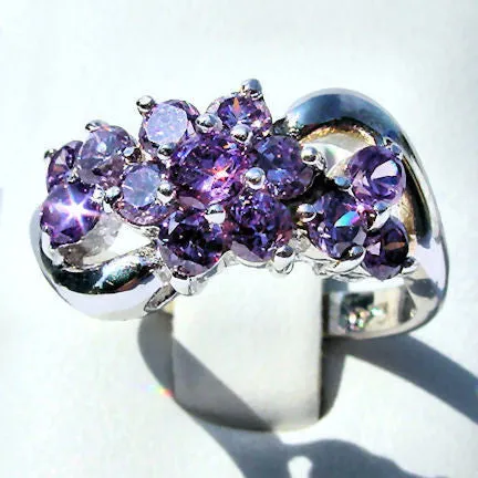 Kiana: 1.4ct Amethyst Ice CZ Waterfall Cluster Bypass Ring