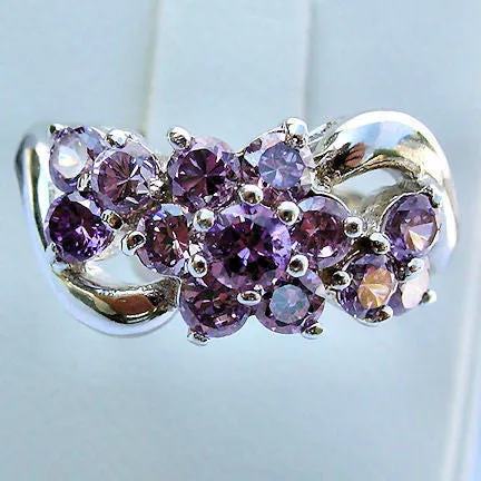 Kiana: 1.4ct Amethyst Ice CZ Waterfall Cluster Bypass Ring