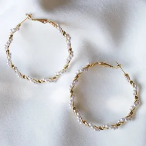 Kinsey Designs | Mac Thin Gold Tone and Pearl Hoop Earrings