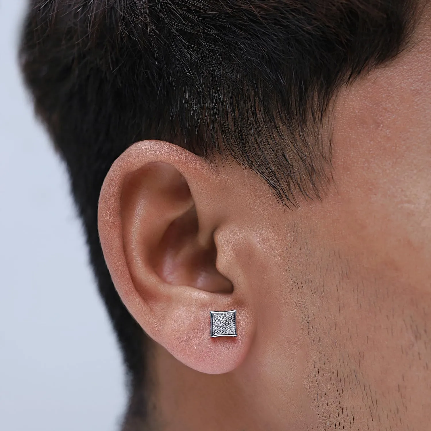 Kite Shape Cluster Stud Earrings for Men 3/8 Cttw Round Lab Grown Diamond Ear Studs with Screw Backs in 14K Solid Gold Jewelry Gift for Him