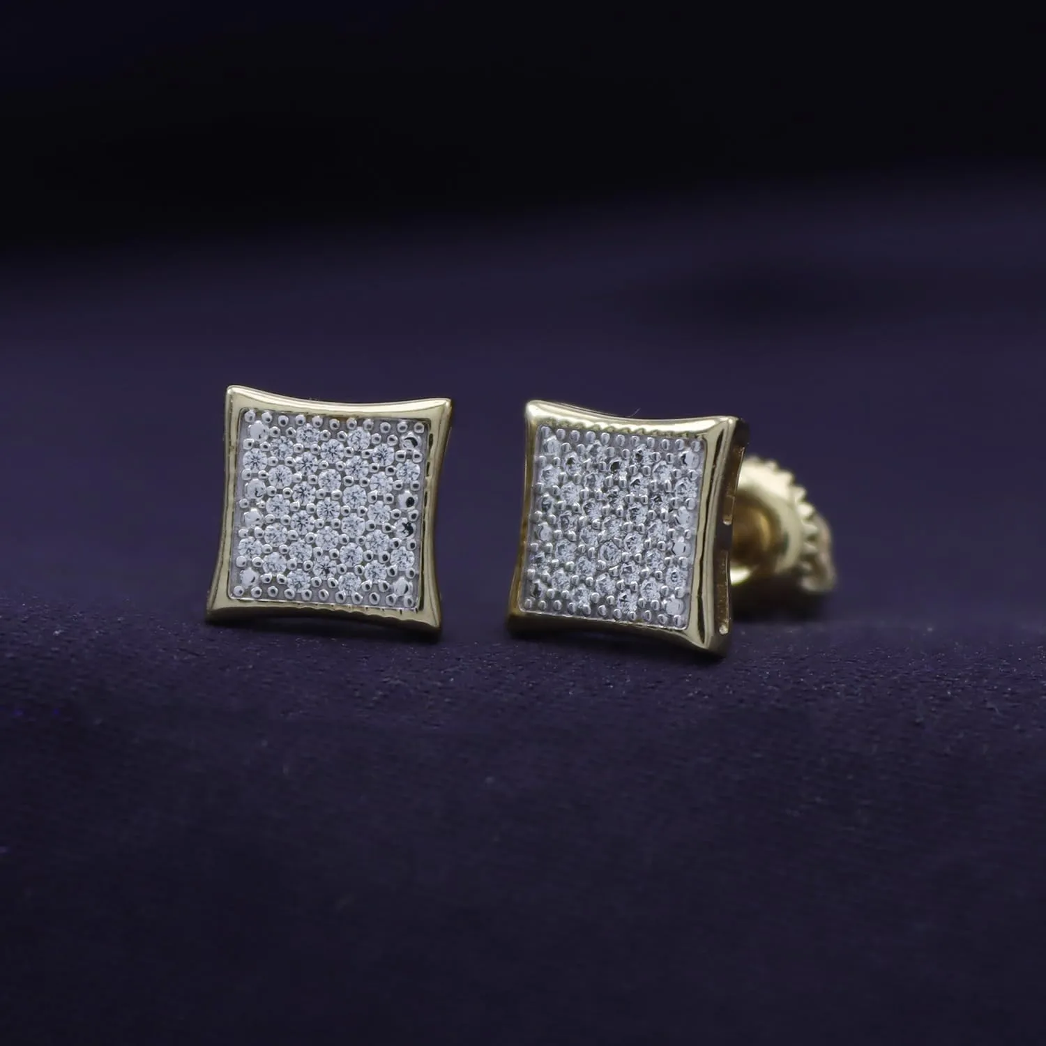 Kite Shape Cluster Stud Earrings for Men 3/8 Cttw Round Lab Grown Diamond Ear Studs with Screw Backs in 14K Solid Gold Jewelry Gift for Him