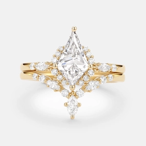 Kite Lab Grown Diamond Engagement Ring Set 2pcs Charming Edge Holiday Gift