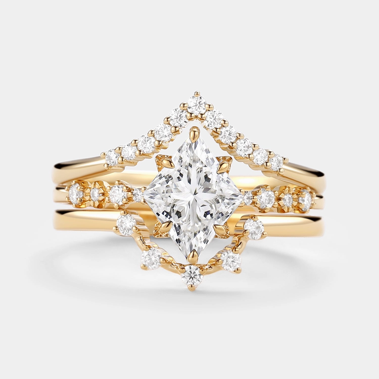 Gala Look Kite Lab Grown Diamond Engagement Ring Set 3pcs - Violet