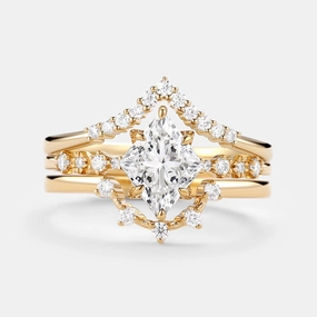 Gala Look Kite Lab Grown Diamond Engagement Ring Set 3pcs - Violet