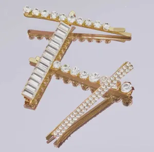 Kitsch Metal Rhinestone Assorted Bobby Pins 4pc Set - Gold