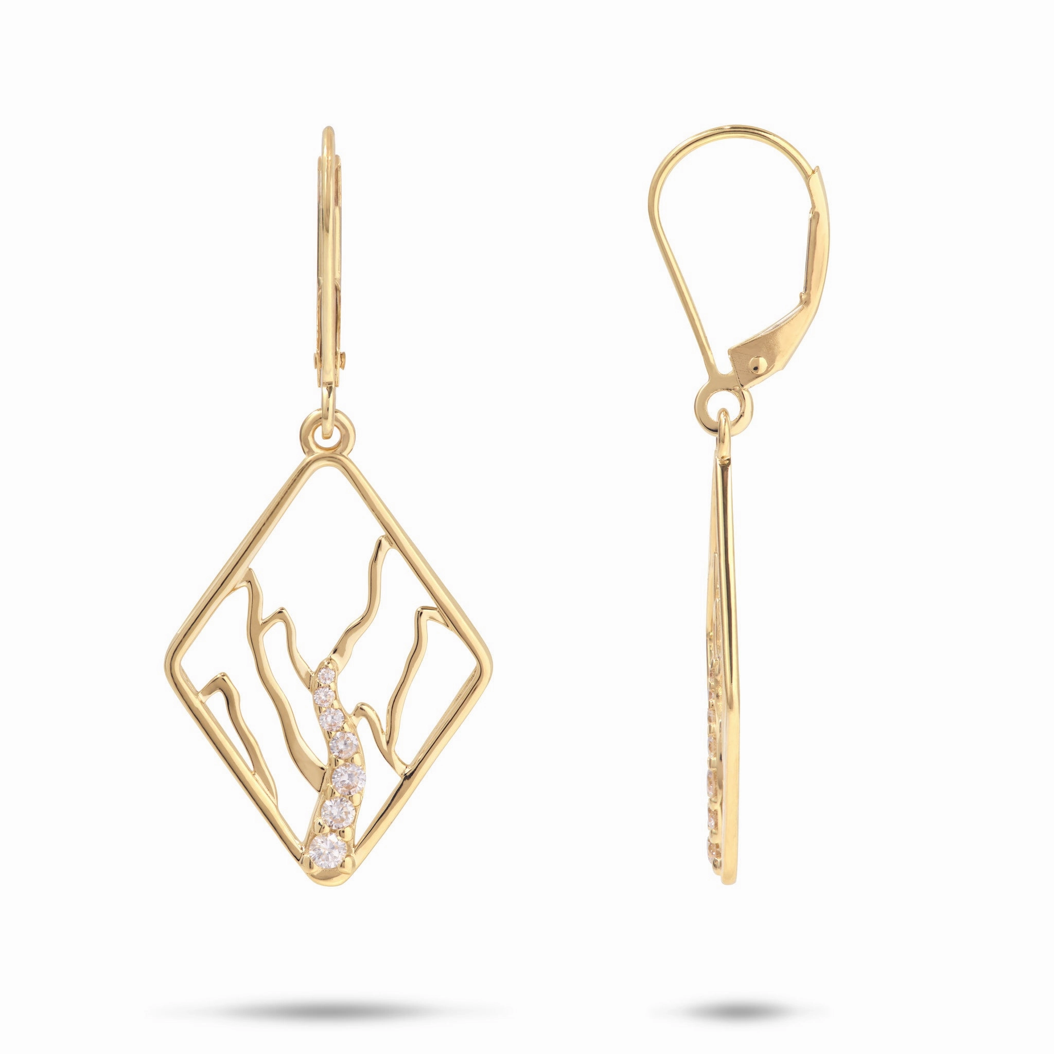 Chic Fit Ko?olau Waterfall Earrings in Gold with Diamonds - 22mm