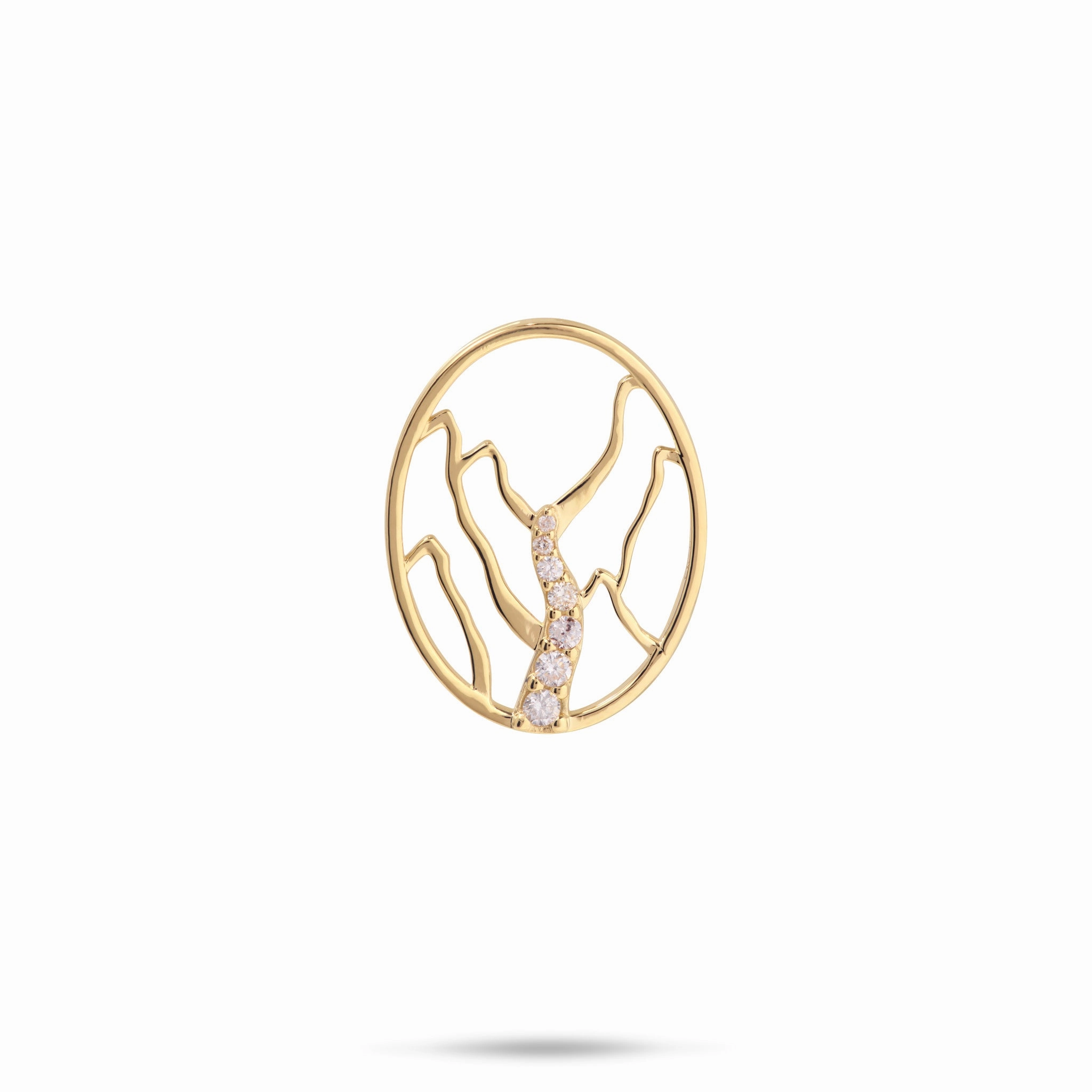 Impeccable Form Silken Touch Ko?olau Waterfall Pendant in Gold with Diamonds - 20mm