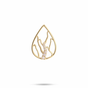 Ko?olau Waterfall Pendant in Gold with Diamonds - 21mm Natural Detail Chic Glam