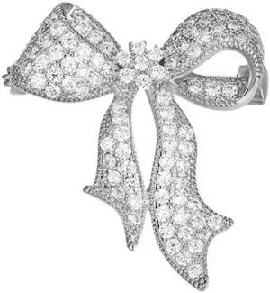 Kokoma Shiny Rhinestone Bow Knot Brooch Pin for Women CZ Crystal Bow Lapel Pins Ribbon Corsage Dress Suit Shirt Scraf Clip Safety Pins Dainty Clothes Accessories Jewelry