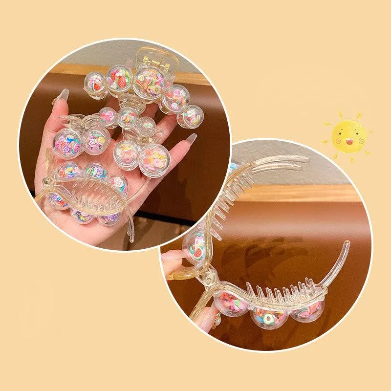 Korea's fresh quicksand clips, transparent quicksand, colorful fruit series, watermelon, cherry, hair styling, popular items, children's hair accessories