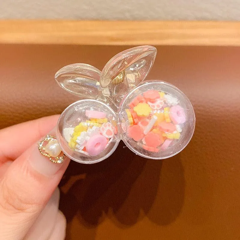Korea's fresh quicksand clips, transparent quicksand, colorful fruit series, watermelon, cherry, hair styling, popular items, children's hair accessories
