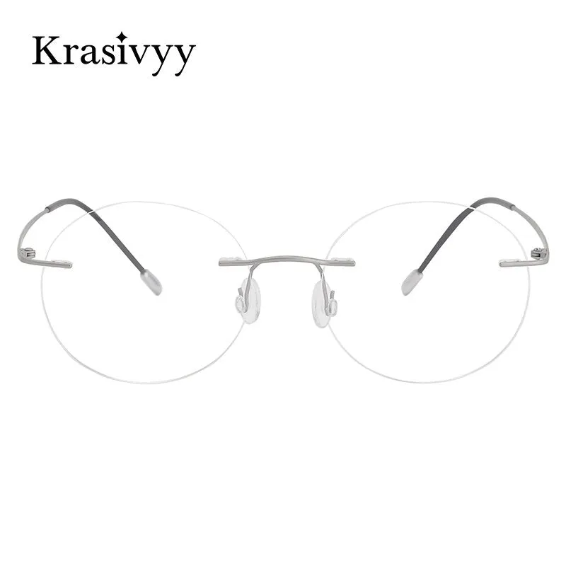 Krasivyy Unisex Rimless Round Titanium Eyeglasses Kr16012