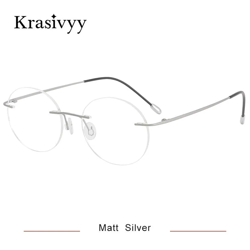 Krasivyy Unisex Rimless Round Titanium Eyeglasses Kr16012