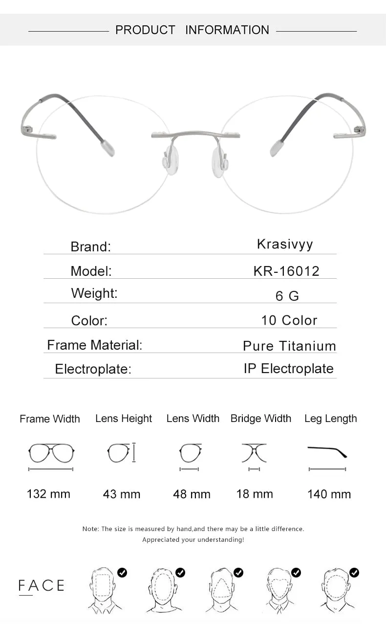 Krasivyy Unisex Rimless Round Titanium Eyeglasses Kr16012