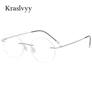 Krasivyy Unisex Rimless Round Titanium Eyeglasses Kr16012
