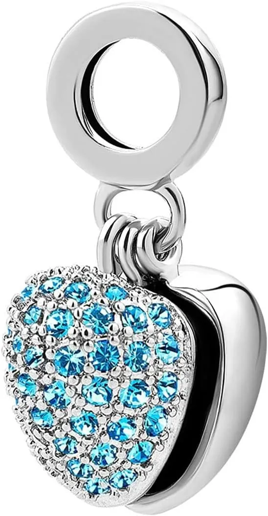 KunBead Auntie Aunt Love Openable Heart Birthstone Dangle Charms Compatible with Pandora Bracelet Necklace Birthday Jewelry Gifts for Women