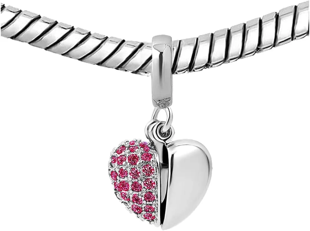 KunBead Grandma Nana Love Openable Heart Birthstone Dangle Charms Compatible with Pandora Bracelet Necklace Birthday Jewelry Gifts for Women