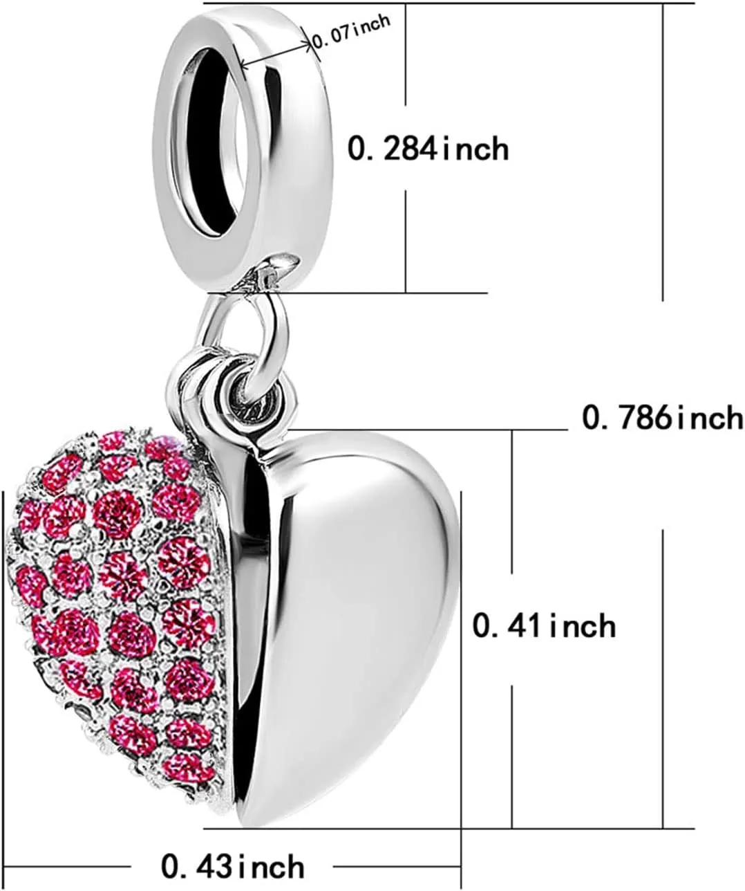 KunBead Grandma Nana Love Openable Heart Birthstone Dangle Charms Compatible with Pandora Bracelet Necklace Birthday Jewelry Gifts for Women