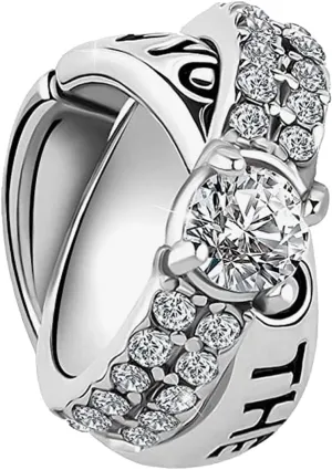 KunBead Ring I Love You to the Moon and Back Heart Zircon Bead Charms Compatible with Pandora Bracelet Necklace Birthday Jewelry Gifts for Women