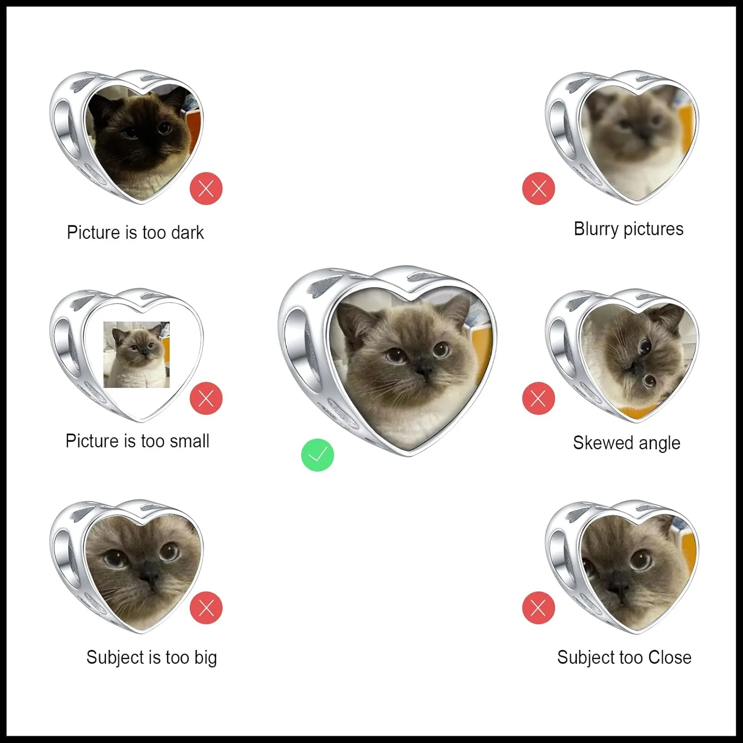 La Menars Personalized Photo Charms Heart Mom Pet Birth Flower Beads Sterling Silver Customize Picture Love Paw Print for Women Bracelets and Necklaces Gifts for Women