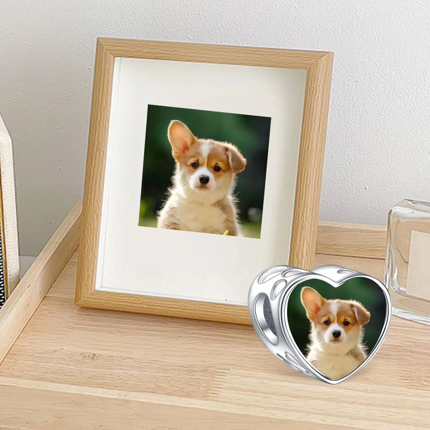 La Menars Personalized Photo Charms Heart Mom Pet Birth Flower Beads Sterling Silver Customize Picture Love Paw Print for Women Bracelets and Necklaces Gifts for Women