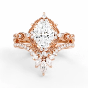 Lab Grown Diamond Signature Vintage Chevron Ring Set 2pcs Outdoor Glam