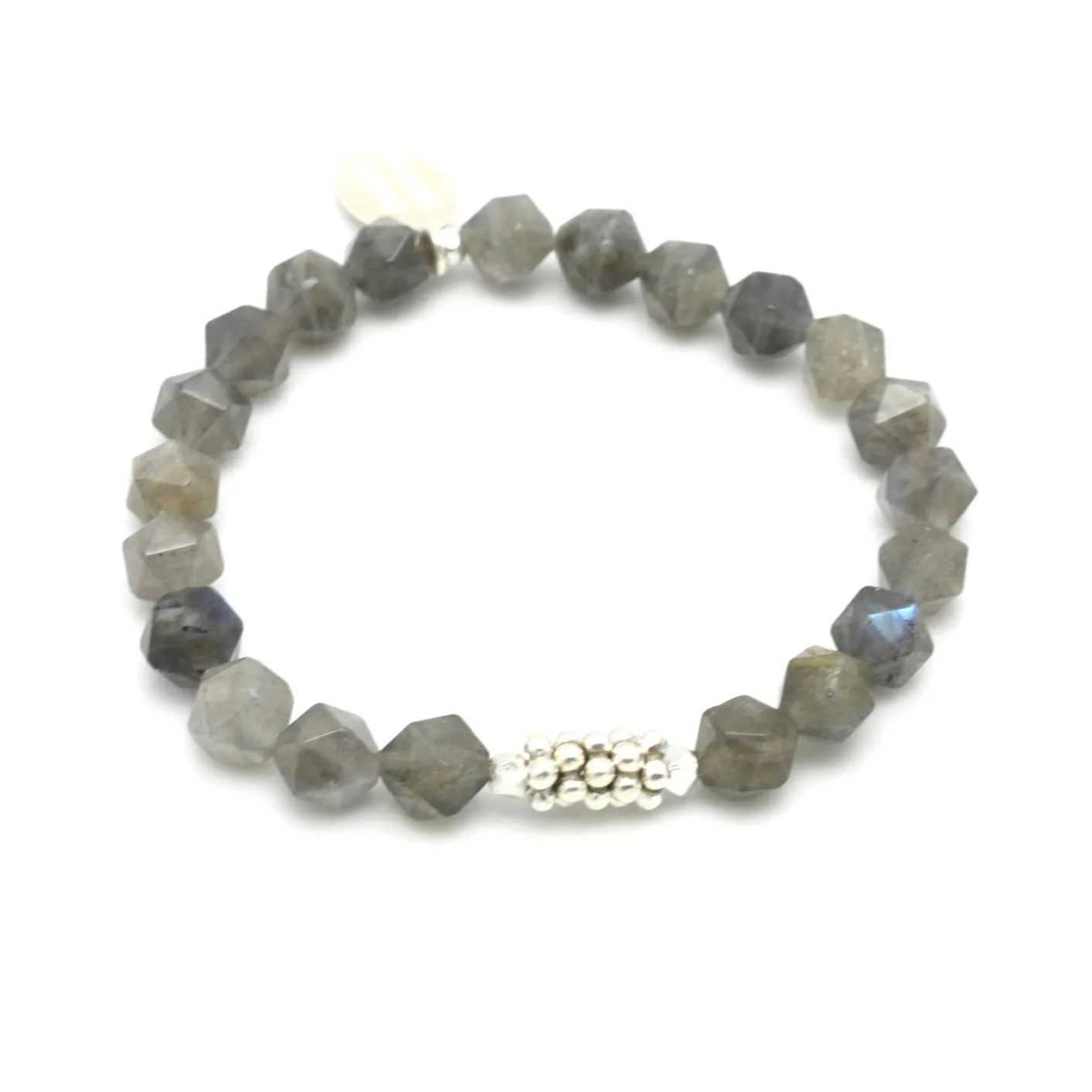 Labradorite Starcut Stones & Flower Bead Stretch Bracelet